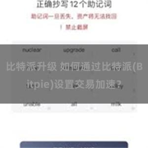 比特派升级 如何通过比特派(Bitpie)设置交易加速？