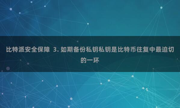 比特派安全保障  3. 如期备份私钥私钥是比特币往复中最迫切的一环